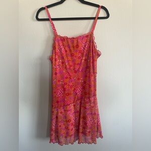 Large Wild Fable Y2K Floral Mesh Lettuce Trim Hem